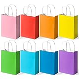 Koogel 26 Stück Papiertüten, Bunte Geschenktüten Kraftpapiertüten mit Henkel, 20 x 14 x 7 cm Geschenktaschen für Einkaufen Hochzeiten Verpackungen Kindergeburtstag