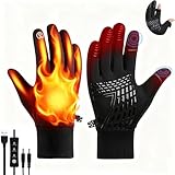 Beheizbare Handschuhe [3-Stufen Heizung] USB Heizhandschuhe, 35/40/45°C Temperatur Einstellbar, Touchscreen Beheizte Handschuhe Vollfinger Wärmehandschuhe für Ski, Motorrad, Radfahren (Herren & Damen)