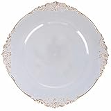 Villa d'Este Home Tivoli Set 6 Platzteller Ø 33 cm transparent mit Goldrand, Baroque