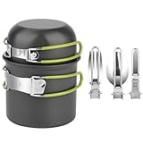 Camping Geschirr Set, Aluminium Camping Töpfe, Outdoor Kochgeschirr, Faltbare Besteck, Picknick Topf, Mini Camping Kochset für Picknick Wandern