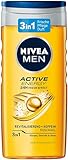 NIVEA MEN Active Energy Duschgel (250 ml), pH-hautfreundliche Pflegedusche mit 24h Frische-Effekt, Männer Duschgel mit Koffein für Körper, Gesicht und Haar