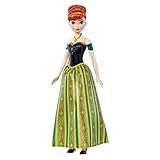 Mattel DISNEY Die Eiskönigin Singende Anna-Puppe - 30-sekündiger Song-Ausschnitt, klassisches Schlossoutfit, abnehmbarer weicher Rock, kämmbare Haare, für Kinder ab 3 Jahren, Deutsche Version,HMG41