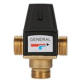 Boaby Thermostatic Mixing Valve, Solar Water Heater 3-Way DN20(G3/4) External Thread Brass Cold/Warm Water Mixing Valve Shower Temperature Regulation, for Bath Kitchen