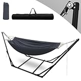 Ollewiellan Hängematte mit Gestell, bis 150 kg,Metall Gestell hängematte Klappbar Garten Hängemattengestell Outdoor Hängesessel für Camping Garten Pool Balkon Mit Tragetasche Metallgestell