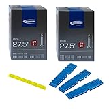SCHWALBE SV 21 (27,5 Zoll 650 B) 2 Stück Fahrradschlauch mit 40 mm Sclaverand Ventil + 3 Stück Schwalbe Reifenheber