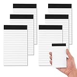 Hopton Notizblock Klein A7, 6 Stück Liniert Schreibblock, 30 Blatt pro Block, 80g Mini Notizblöcke Ersatzblöcke für Arbeit Studie Büro Schule Haushalt (Weiß-liniertes Papier)