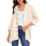 Generisch Strickjacke Damen Sommer,Leinen Bluse Elegant Dünne Jacket Strickjacke Für Herbst Und SommerLange ärmel Open Front Cardigan Leicht Casual Blusenjacke Einfarbige Atmungsaktives Sommerjacke