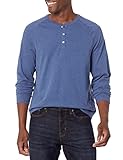 Amazon Essentials Herren Henley-Shirt mit langen Ärmeln und normaler Passform (erhältlich in Übergrößen), Blau Heide, L