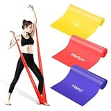 Fitnessband 3er-Set Theraband Gymnastikband 1.5M Lang Fitnessbänder Widerstandsbänder in 3 Stärke, Resistance Band Trainingsband für Crossfit, Muskelaufbau, Yoga, Pilates für Männer und Frauen