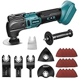 Akku-Multifunktionswerkzeug Kompatibel mit Makita Akku 18V, Kabelloses Oszillierendes Werkzeug-Set, Bürstenlos Motor Multitool mit 6 Sägeblätter 15 Sandpapier zum Schaben Schneiden Schleifen