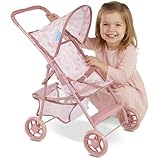 Kinderplay Puppenbuggy ab 2 Jahren – Leichter Faltbarer Puppenwagen mit Verdeck & Einkaufskorb, Stabiler Rahmen, Klappbarer Puppenkinderwagen KP0280A
