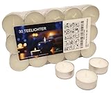 HABO-TECH 30er Set Teelichter weiß, premium Kerzen, ohne Duft, Aluminium Hülle - tea light - 4 Std Brenndauer