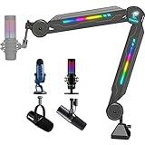 Gaming Mikrofon Arm mit RGB Licht TONOR Mikrofonarm Leuchten Touch verstellbar, Mikrofonhalter mit 11 Lichteffektmodi für Gamer kompatibel mit HyperX QuadCast Blue Yeti Rode Elgato u.a. Microphone T90