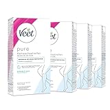 Veet PURE Kaltwachsstreifen mit Easy-Gelwax Technologie - Geeignet für sensible Haut - Anwendung für Körper & Beine - 4er Pack (4 x 22 Stück) - 44 Doppelstreifen = 88 Einzelstreifen