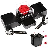 Vegena Rosenbox, Infinity Rosen, Geburtstagsgeschenk für Frauen, Ewige Rose im Schmuckschatulle Geschenkboxen mit Rote Rosen Blumen Geschenke für Freundin Jahrestag Geburtstag Valentinstag Muttertag