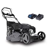 Scheppach Benzin-Rasenmäher PML530-225E Black | 53 cm Schnittbreite | Elektrostart & Radantrieb | Hubraum 224cm³ | 1800 m² | Schnitthöhenverstellung 25 – 75 mm | inkl. 2Ah Akku und Ladegerät