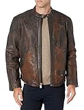 Boston Harbour Vintage Herren Motorcycle Distressed Jacket Lederjacke, braun, Medium