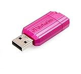 Verbatim PinStripe USB-Stick 32GB, USB 2.0, USB Speicherstick, für Laptop Notebook Ultrabook TV Autoradio, USB 2.0 Stick, Datenstick mit Schiebemechanismus, Hot Pink