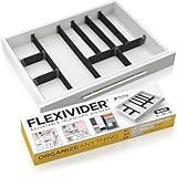 PRACTICAL COMFORT Verstellbarer Schubladen-Organizer – FLEXIVIDER Teleskop-Aluminium-Schubladenteiler (Set aus 3 Lang, 3 Mittel, 3 Kurz, Schwarz) für anpassbare Aufbewahrung