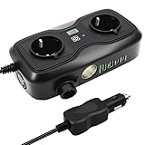 7 in 1 200W Wechselrichter 12V auf 220–230V, SZSSTH Spannungswandler Auto Steckdose 2 USB-A/2 Typ-C (5V 3A), Stromwandler mit Zigarettenanzünder Steckdose Power Inverter für Handys, Laptops, Campen