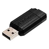 Verbatim PinStripe USB-Stick 16GB, USB 2.0, USB Speicherstick, für Laptop Notebook Ultrabook TV Autoradio, USB 2.0 Stick, Datenstick mit Schiebemechanismus, Schwarz