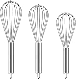 Schneebesen für die Küche, Edelstahl, professionell, Küchenutensilien, Ball, Schneebesen, Handrührer, zum Mischen, Schlagen durch Rühren, 3 Packungen 8 Zoll + 10 Zoll + 12 Zoll