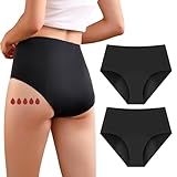 Carer 2er-Pack Inkontinenz-Slip für Damen mit hoher Saugfähigkeit Periodenunterwäsche für Tag und Nachtschutz Hoch taillierte schützende Menstruationsslips 50ml bis 100 ml Schwarz XXL