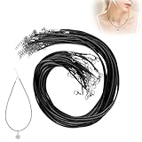 20 Stück Kette Ohne Anhänger Schwarz mit Karabinerverschluss, Gewachste Halskette Schnur Geflochtene, Ketten Schwarz Halskette Schnur, Lederschnur Armband Halskette, für DIY Schmuckherstellung Basteln