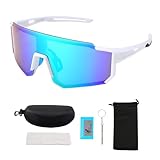XFSRG Sport Sonnenbrille Herren Damen Fahrradbrille Sonnenbrille Radbrille Verspiegelt Sportbrille mit UV400 Biking Sonnenbrille für Sport Radfahren MTB（Blau）