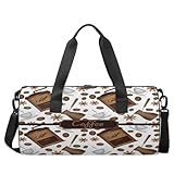 Sport Turnbeutel Kaffeebohnen Tasse Thema Gepäck Tasche Sport Handtasche Gym Bag Reise Duffel Bag Reise Canvas Turnbeutel Wasserdicht Duffel Bag Reise Gym Bag für Damen und Herren, wie abgebildet,