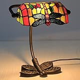 Tiffany Libellen-Banker-Lampe, Vintage, Buntglas-Tischlampe für Wohnzimmer, Schlafzimmer, Schreibtisch und Couchtisch, elegante Heimdekor-Beleuchtung