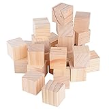 DEOMOR 24 Stück Holz Würfel 40mm Holzwürfel Blanko Deko Holz Basteln Bastelmaterial Holz Quadrat Würfel Natur Deko zum DIY Basteln Malen DIY Handwerk Dekoration