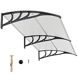 FANTASK Modernes Haustür Vordach 199x99 cm, Wetterfest & UV-beständig, Aluminium & Polycarbonat Überdachung, Stilvolles Design für den Eingangsbereich (Silber)