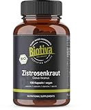 Zistrosenkraut Bio 150 Kapseln - Cistus Incanus - graubehaarte Zistrose - ohne Zusatzstoffe - Abgefüllt und kontrolliert in Deutschland - Biotiva