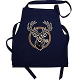 Shirtracer Schürze - Kompatibel mit Oktoberfest Party Kochschürze - Cooler Hirsch Hirschgeweih Jäger - 80 cm x 73 cm (H x B) - Navy Blau - X967