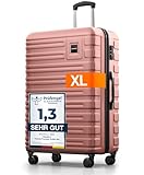 Travely Polycarbonat Koffer Groß 77cm XL - 100L Innenvolumen - 158cm Gurtmaß, sehr robuster Hartschalenkoffer mit sanften Rollen & TSA Schloss, Reisekoffer, Handgepäck Koffer, Reisekoffer mit Rollen