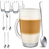 Cosumy 6 Latte Macchiato Gläser mit Henkel und Löffel -...