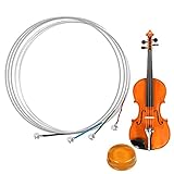 Violinen Stahlkern, Violinsaitensatz, für Größen 3/4 und 4/4 Stahlsaiten, Vollständiger Saiten-Satz für Violine, Rostfreies Zubehör für Musikinstrumente, mit 1 Stück Bogen Kolophonium