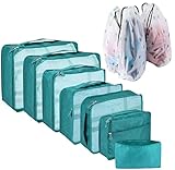 Packing Cubes 10 Pcs Kofferorganizer Packtaschen Set 10 Sizes Kleidertaschen Für Koffer Geeignet Für Gepäckverpackung, Familienreisen, Aufbewahrung zu Hause (Hellblau)