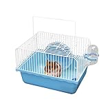 ULTECHNOVO Hamsterkäfig Hamster-Reisetrage Für Hamster-Reiseträger Mit Tragegriff Laufrad Wasserflasche (Blau)