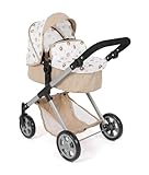 Bayer Chic 2000® 2in1 Puppenwagen Mila – Bärchen beige – höhenverstellbarer Griff 39-72 cm – modernes Gestell – Puppen bis 50 cm – 3-7 J.