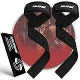 MUPAS Zughilfen für Krafttraining & Bodybuilding (gepolstert) – Profi Lifting Straps 58.5cm Länge–Rutschfestes Silikon– Gym Straps für Fitness,Kreuzheben,Weightlifting –Für Frauen & Männer (Schwarz)