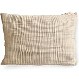 PinkZebra 30 x 60 cm Bio-Musselin Double Gauze Kissenbezug für Kinder & Erwachsene, ÖkoTex Zertifiziert, weicher Kopfkissenbezug GOTS-Zertifizierung, Kissenhülle, Made in EU, Hellbeige