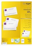 SIGEL DP930 bedruckbare Visitenkarten hochweiß, 600 Stück (60 Blatt), 185 g, 85x55 mm