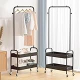 Tragbarer Kleiderständer auf Rollen mit Schuhaufbewahrung, rollender Kleiderwagen für Schlafzimmer, Kleiderschrank-Organisation