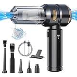 Handstaubsauger Schnurlos, 22000Pa Leistungsstarker Auto Mini Staubsauger, Wiederaufladbar Tragbarer Leichter Staubfänger für Haus Auto Teppich Treppe Haustier Haar Tiefenreinigung (schwarz gold)