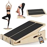 2-in-1 Schrägbrett aus Holz für Wadendehnung und Gleichgewicht, Balance-Board verstellbare Knöchel-Stretchkeil-Physiotherapie-Schrägbretter für Knie, Knöchel, Ferse, Füße, Bein (Buche S)
