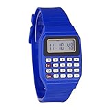 Damenuhr Silikon-Multifunktionsuhr mit elektronischem Taschenrechner für Datum und Uhrzeit Herren Armbanduhr Metallarmband