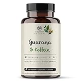 Guarana-Koffein-Kapseln 120 Stück, 500 mg Guarana-Extrakt plus 200 mg Koffein pro Kapsel, Hochdosiert, laborgeprüft, vegan, gluten- und laktosefrei, 4 Monate Vorrat (1)