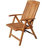 ASS Teak Design Hochlehner Gartensessel Gartenstuhl Sessel Holzsessel Klappsessel Gartenmöbel Holz sehr robust 7fach-verstellbar Modell: JAV-Tobago